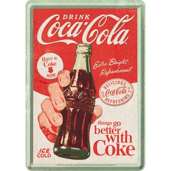 Carte postala metalica  Coca-Cola Better with Coke