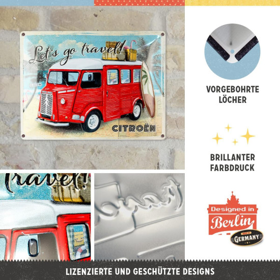 Placa decor 30x40 Citroen Type H Let s go travel
