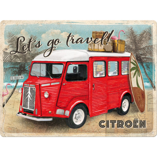 Placa decor 30x40 Citroen Type H Let s go travel