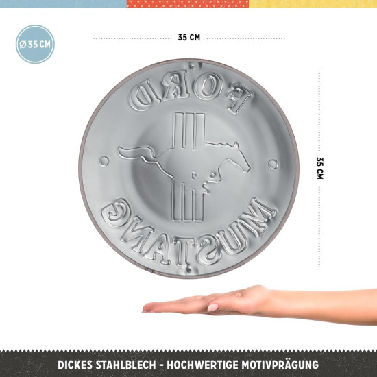 Placa decor 35cm Ford Mustang 3 Stripes Red