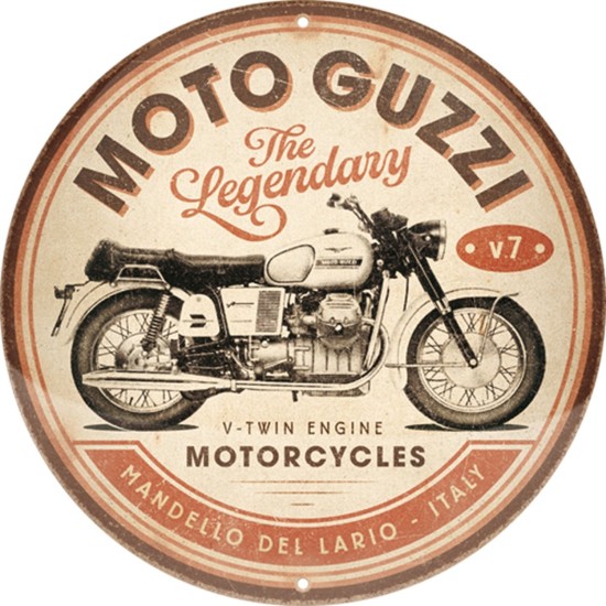 Placa decor 35cm Moto Guzzi The Legendary V Twin Engine -Legendarul Motor V-Twin