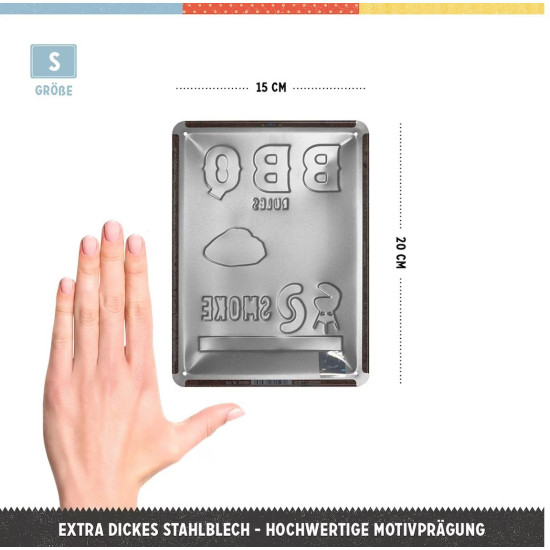 Placa decor metalica 15x20 BBQ Rules