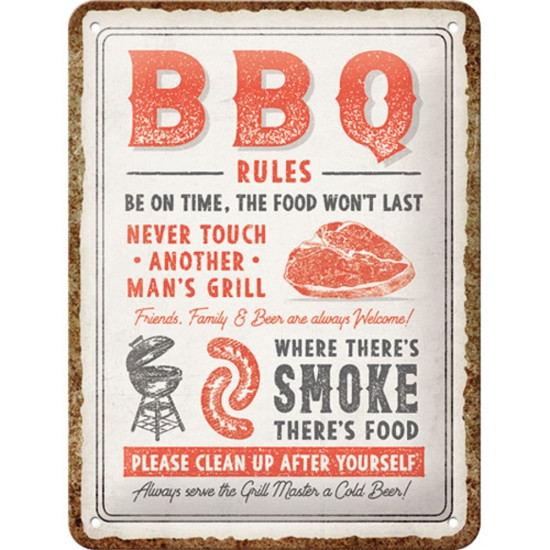 Placa decor metalica 15x20 BBQ Rules