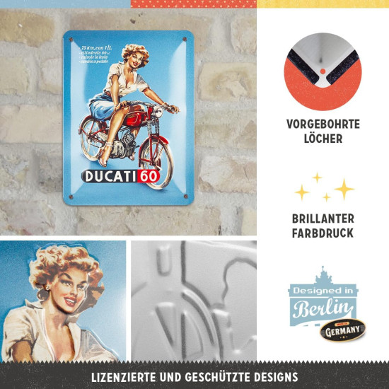 Placa decor metalica 15x20 Ducati Cilindrata 60 Pin Up Placa decor metalica 15x20 Ducati Cilindrata 60 Pin Up