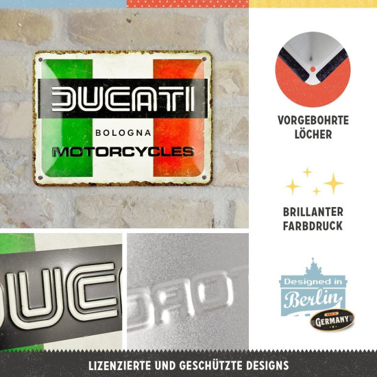 Placa decor metalica 15x20 Ducati Italy Giugiaro Logo