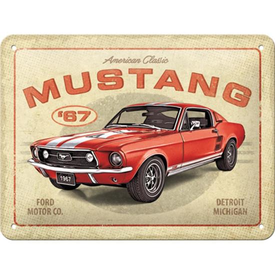 Placa decor metalica 15x20 Ford Mustang GT 1967 Red Placa decor metalica 15x20 Ford Mustang GT 1967 Red