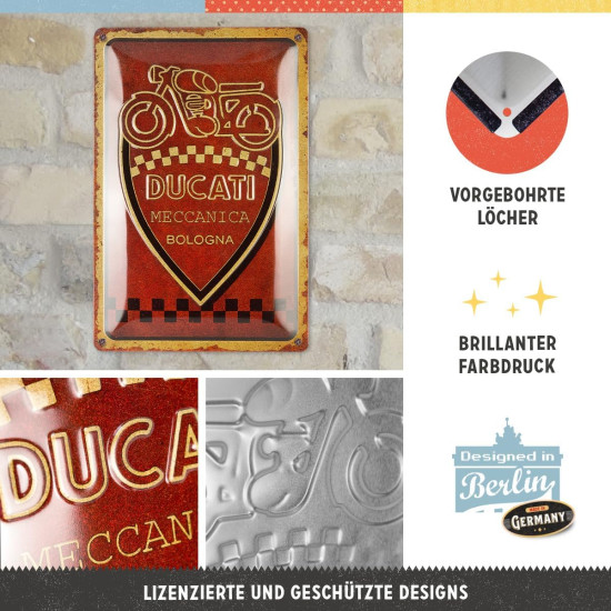 Placa decor metalica 20x30 Ducati Meccanica Bologna