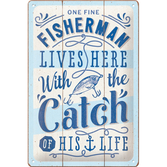 Placa decor metalica 20x30 Fisherman Catch