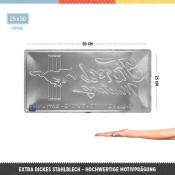 Placa metalica 25x50 Ford Mustang Horse Stripes Logo Red Placa metalica 25x50 Ford Mustang Horse Stripes Logo Red