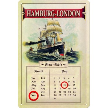 Calendar metalic Hamburg London 20x30cm