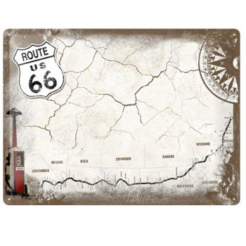 Placa metalica - Route 66 - Map - Remember - 30x40 cm Placa metalica - Route 66 - Map - Remember - 30x40 cm