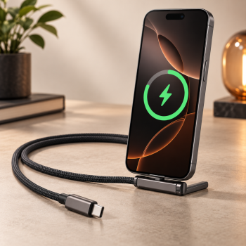Cablu Incarcare Rapida USB-C 240W cu suport telefon, 1,5 m