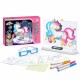 Tabla de desen luminoasa 3D Unicorn cu ochelari și 4 markere neon Tabla de desen luminoasa 3D Unicorn cu ochelari și 4 markere neon