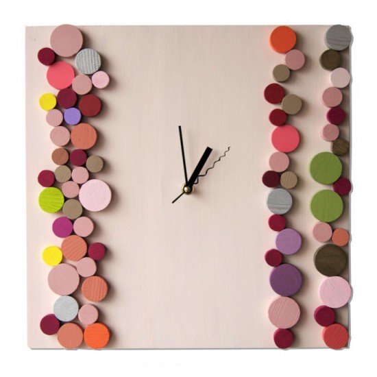 Ceas de perete din lemn - Mozaic - Deco Bubbles - Candy