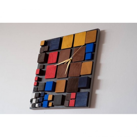 Ceas de perete din lemn - Mozaic - Deco Cubic
