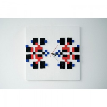 Ceas de perete din lemn - Mozaic - Garofite 