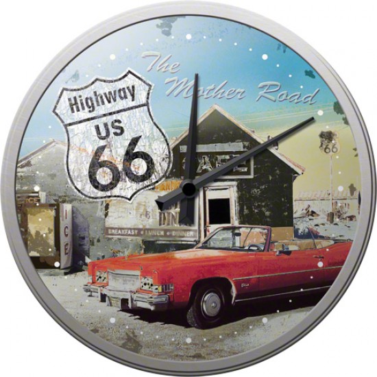 Ceas de perete - Route 66 Red Car - Ø31 cm