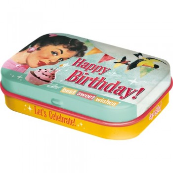 Cutie metalica cu bomboane - Happy Birthday