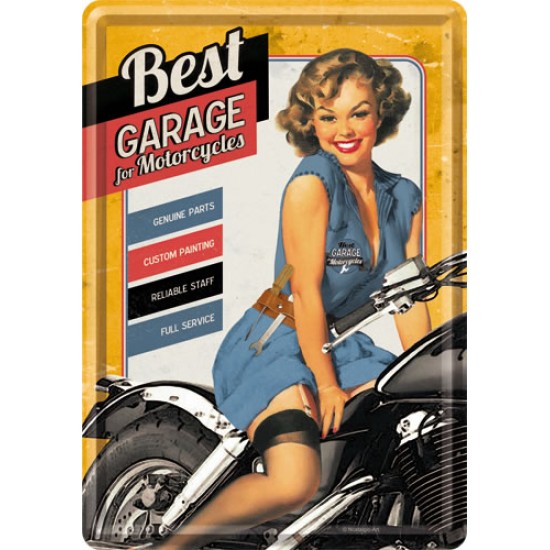Placa metalica - Best Garage - Yellow - 10x14 cm