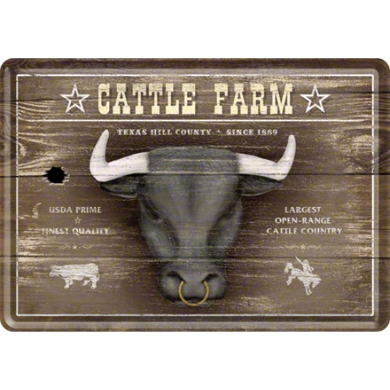 Placa metalica - Cattle Farm - 10x14 cm