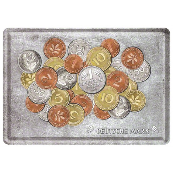 Placa metalica - Deutsche mark - Coins - 10x14 cm