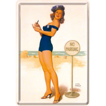Placa metalica - Pin Up - No Parking - 10x14 cm
