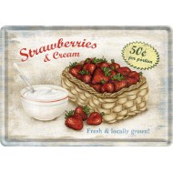 Placa metalica - Strawberries and Cream - 10x14 cm Placa metalica - Strawberries and Cream - 10x14 cm