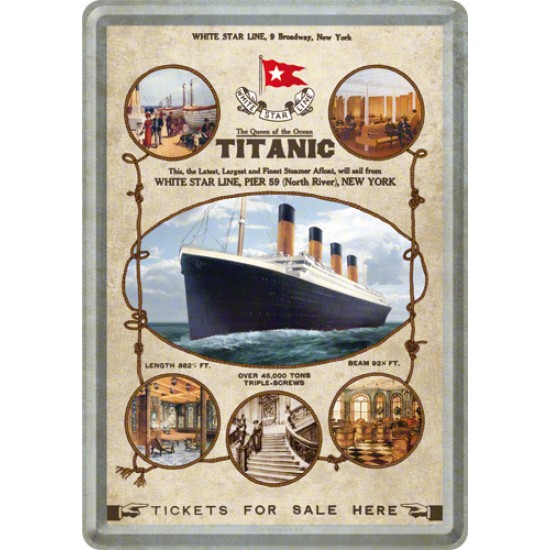 Placa metalica - Titanic - Olympic Class - 10x14 cm