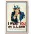 Placa metalica - Uncle Sam - US Army - 10x14 cm