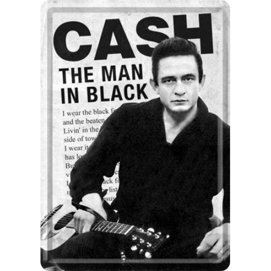 Placa metalica - Johnny Cash - The Man in Black - 10x14 cm