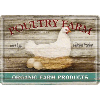 Placa metalica - Poultry Farm - 10x14 cm
