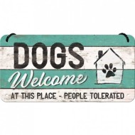 Placa metalica cu snur -Dogs welcome - 10x20 cm Placa metalica cu snur -Dogs welcome - 10x20 cm