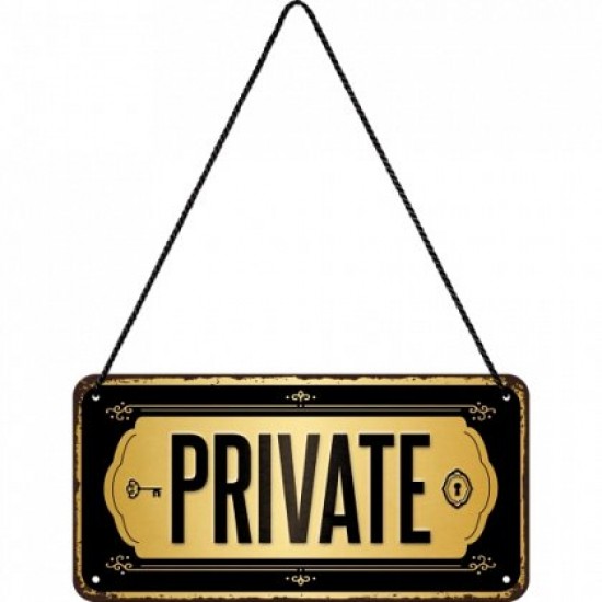 Placa metalica cu snur - Private - 10x20 cm