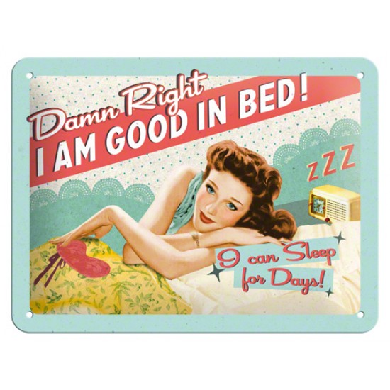 Placa metalica - Good in Bed - 15x20 cm