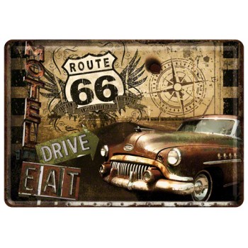 Placa metalica - Route 66 Road Trip - 15x20 cm