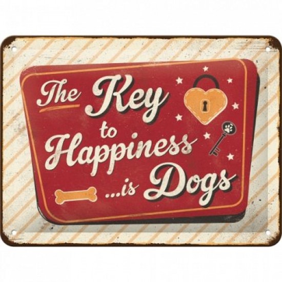 Placa metalica - Key to Happiness - 15x20 cm