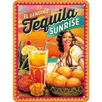 Placa metalica - Cokctail Time - Tequila Sunrise - 15x20 cm