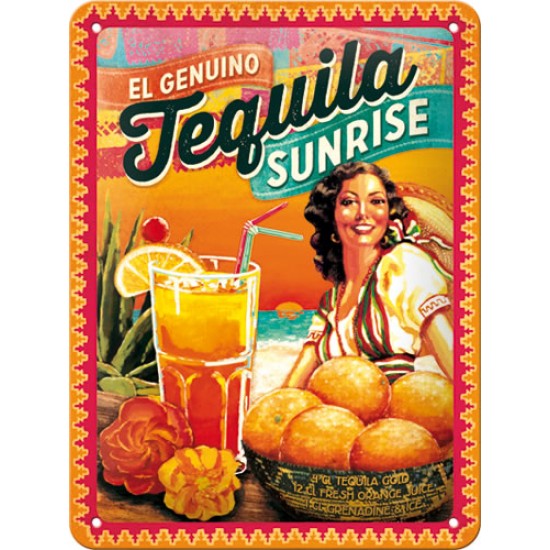 Placa metalica - Cokctail Time - Tequila Sunrise - 15x20 cm Placa metalica - Cokctail Time - Tequila Sunrise - 15x20 cm