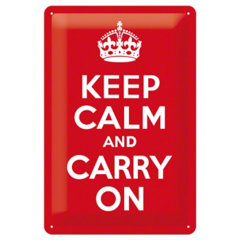 Placa metalica - Keep calm and Carry on - 20x30 cm