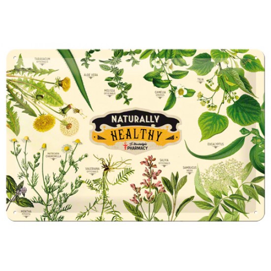 Placa metalica - Naturally Healthy - 20x30 cm