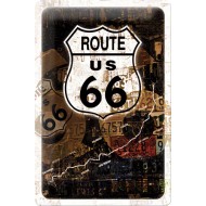 Placa metalica - Route 66 Rost-Kollage - 20x30 cm Placa metalica - Route 66 Rost-Kollage - 20x30 cm