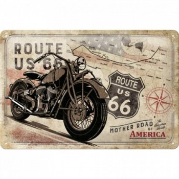 Placa metalica - Route 66 - Bike Map - 20x30 cm Placa metalica - Route 66 - Bike Map - 20x30 cm