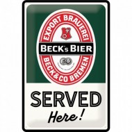 Placa metalica - Becks Served Here - 20x30 cm Placa metalica - Becks Served Here - 20x30 cm