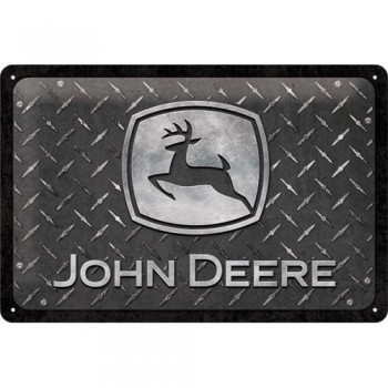 Placa metalica John Deere - Diamond Plate Black
