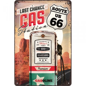 Placa metalica - Route 66 - Gas Station - 20x30 cm Placa metalica - Route 66 - Gas Station - 20x30 cm
