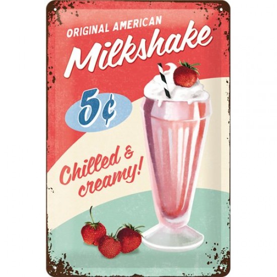 Placa metalica - Milkshake - 20x30 cm