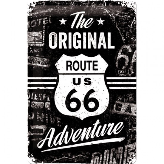 Placa metalica - Route 66 - The Original Adventure - 20x30 cm