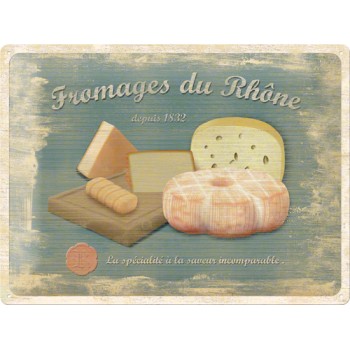 Placa metalica - Fromages du Rhone - 30x40 cm