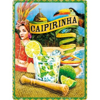 Placa metalica - Cocktail Time - Caipirinha - 30x40 cm