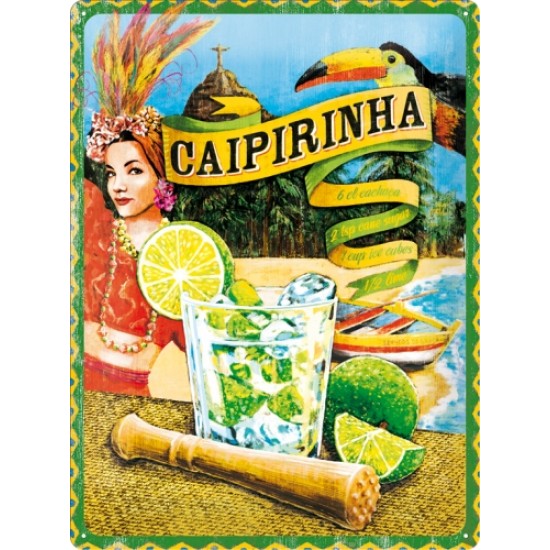 Placa metalica - Cocktail Time - Caipirinha - 30x40 cm